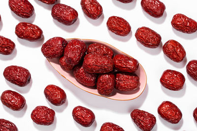 Close-up of cookies on white background