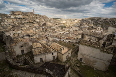 High angle view of townscape against sky