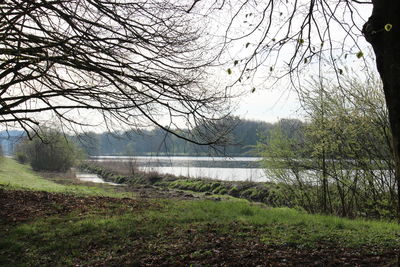 Scenic view of lake against sky