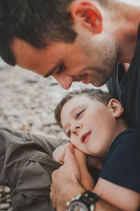 Portrait of father and daughter baby