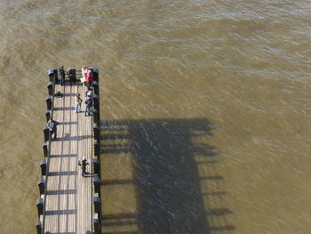 High angle view of people on beach