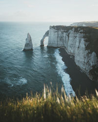 Scenic view of the cliffs of etretat, france  