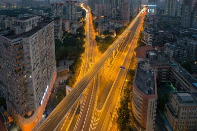 High angle view of traffic on city street