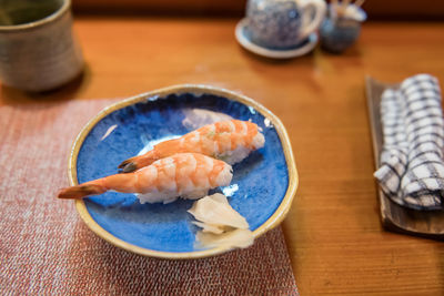 High angle view of food on table