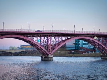 Bridge over river against clear sky