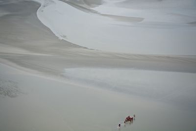 People on beach against sky