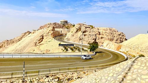 High angle view of people on road