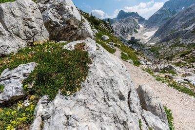 Scenic view of rocky mountains against sky