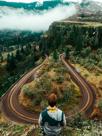 High angle view of road on mountain