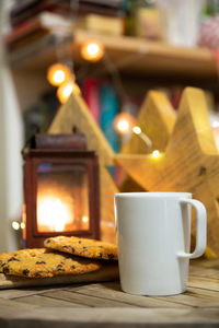 Close-up of tea cup on table