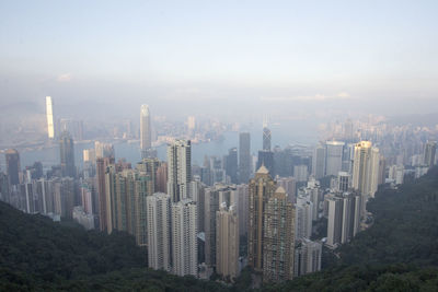 Aerial view of cityscape against sky