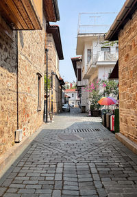 Empty alley amidst buildings in city