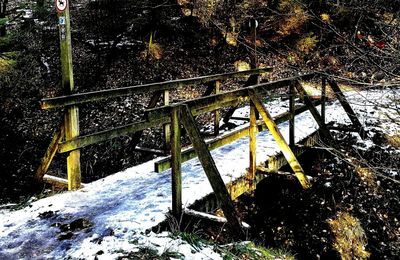 Frozen water in winter