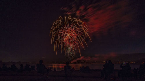 Firework display at night