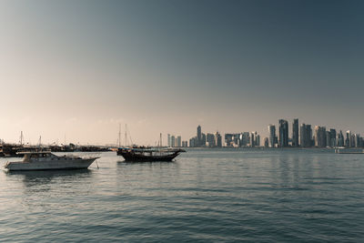 View of boats in sea