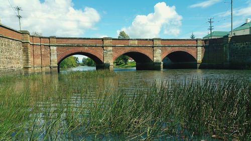 Bridge over river against sky