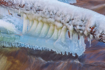 Close-up of frozen water