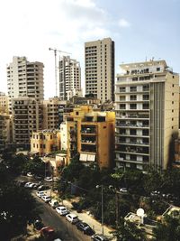 High angle view of city street