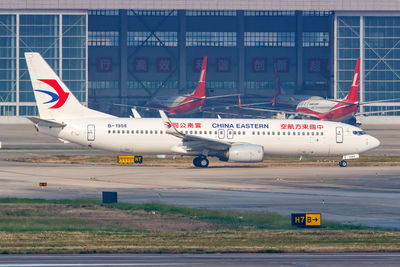 Airplane on airport runway