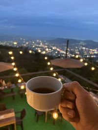 Hot chocolate on a mountain top.