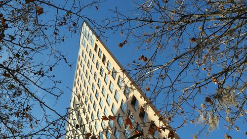 Low angle view of built structure against blue sky