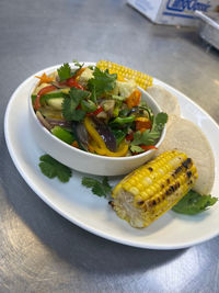 Close-up of food in plate on table