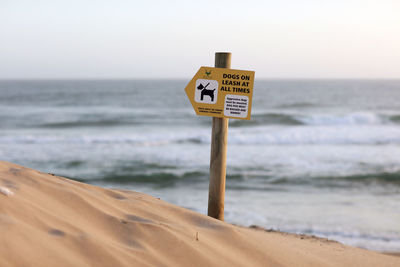 Warning sign on beach