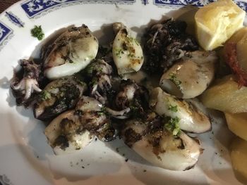 Close-up of food served in plate