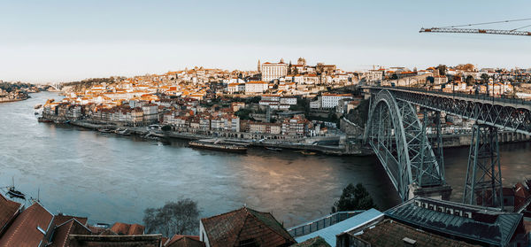 Porto, portugal old town on the douro river. oporto panorama