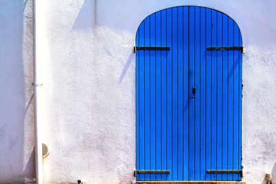 Closed door of building