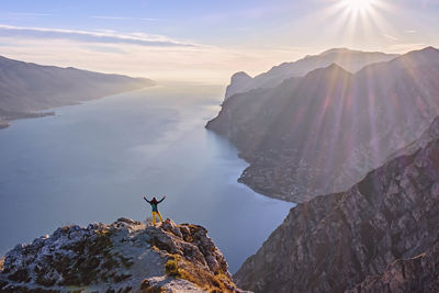 Scenic view of mountains against sky during sunset