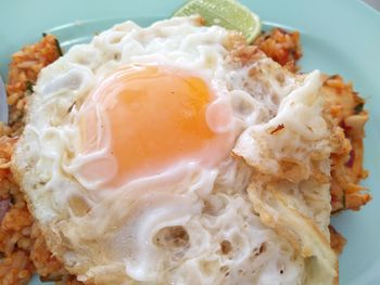 Close-up of breakfast served in plate