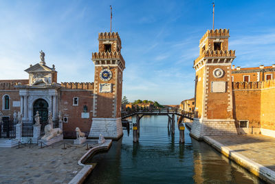 Main gate entrance of venetian arsenal a complex of former shipyards and popular landmark