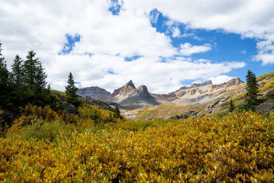 Scenic view of mountains against sky