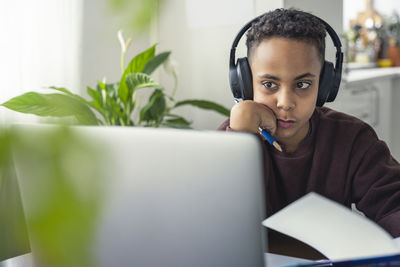 Boy doing homework at home