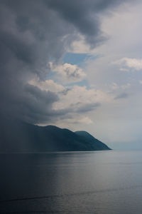 Scenic view of sea against cloudy sky