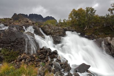 Scenic view of waterfall