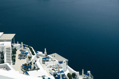 High angle view of ship in sea