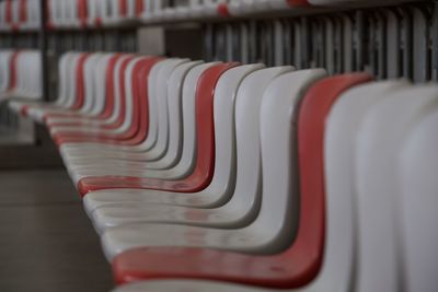 Close-up of empty seats