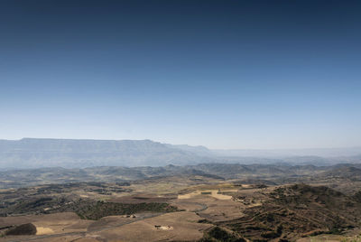 Scenic view of landscape against clear sky