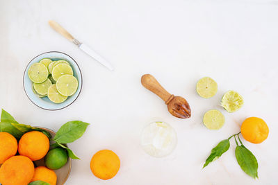 High angle view of fruits on table