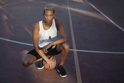 Portrait of a man on a basketball court