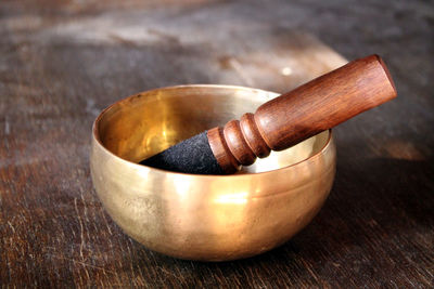 Close-up of mortar and pestle