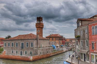 View of buildings against cloudy sky