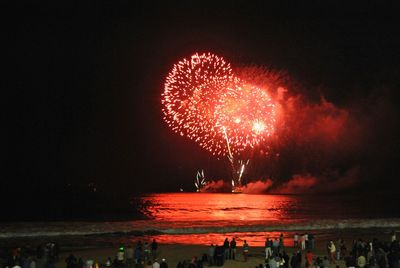 Firework display at night