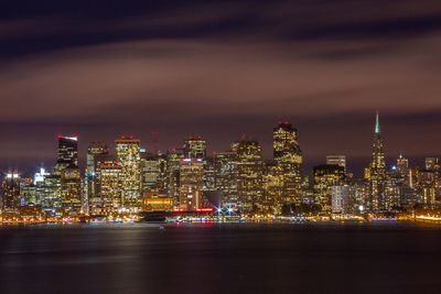 Illuminated cityscape at night