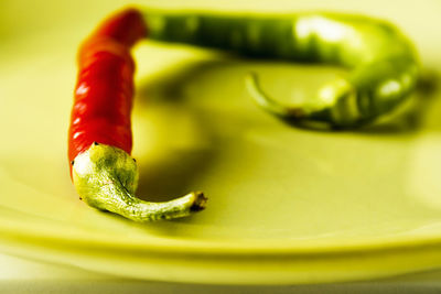 Close-up of green chili peppers