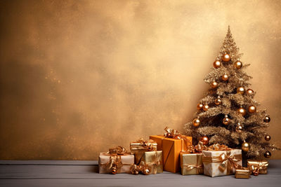 Christmas decorations on table