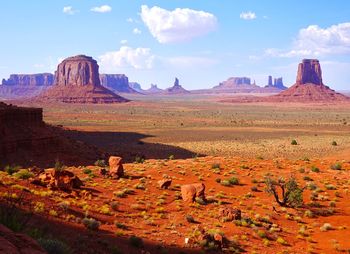Scenic view of rock formations against sky