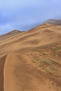 1160 tall megadune ridges overlook the e.shore of sumu barun jaran lake. badain jaran desert-china.